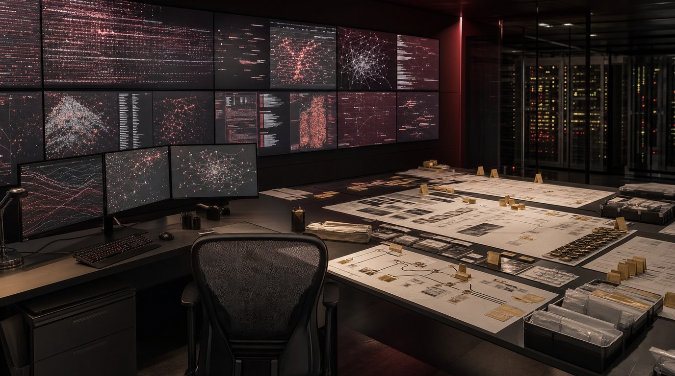 An incident response room reconstructing a dense autonomous campaign from security telemetry and physical evidence