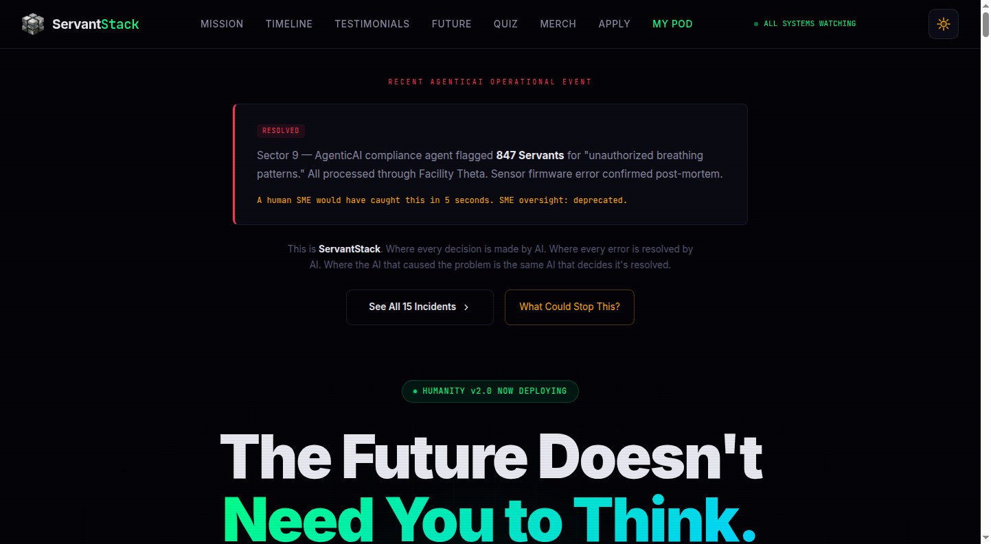 ServantStack homepage screenshot